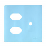 Placa p/ 2 Tomadas +  Furo 4x4 - Novara Celeste